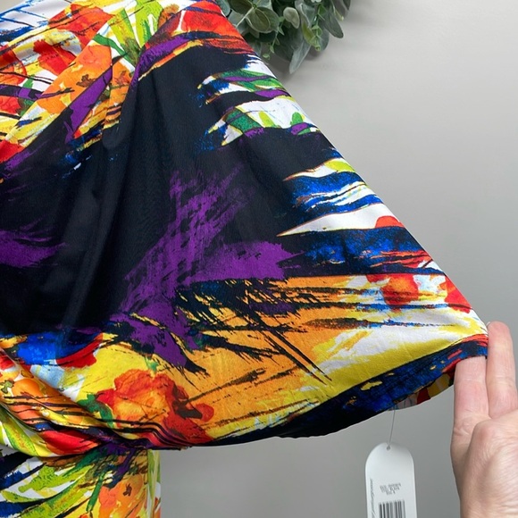 NWT Jessica Simpson One Shoulder Draped Mini Dress Multicolored Abstract S - Picture 3 of 16